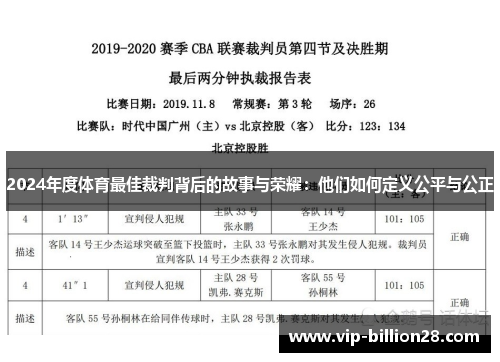 2024年度体育最佳裁判背后的故事与荣耀：他们如何定义公平与公正