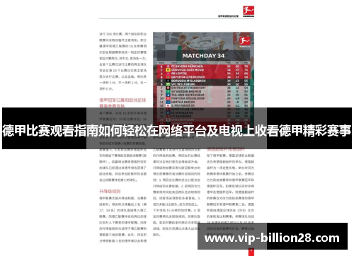 德甲比赛观看指南如何轻松在网络平台及电视上收看德甲精彩赛事 德甲比赛观看指南如何轻松在网络平台及电视上收看德甲精彩赛事
